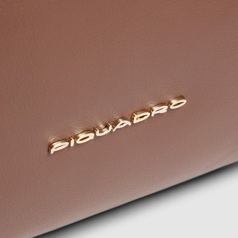 Zaino Piquadro Donna Porta Pc Ipad Doppio Scomparto Tasca Frontale Pelle Marrone/Beige