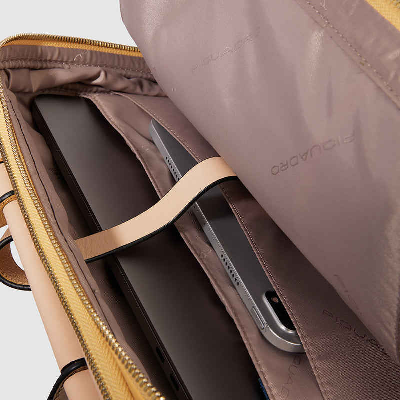 Zaino Piquadro Donna Porta Pc Ipad Doppio Scomparto Tasca Frontale Pelle Nera