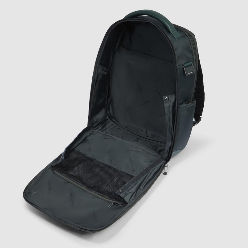 Zaino Piquadro Uomo Porta Pc Ipad Doppio Scomparto Tasca Frontale Tessuto Gommato Nero