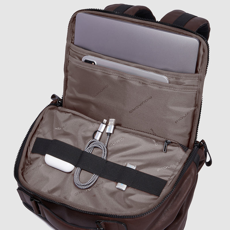 Zaini Piquadro Zaino Medio Porta Pc Ipad In Pelle Nera