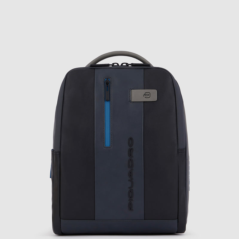 Zaini Piquadro Zaino Medio Porta Pc Ipad In Pelle Nera Grigia Blu