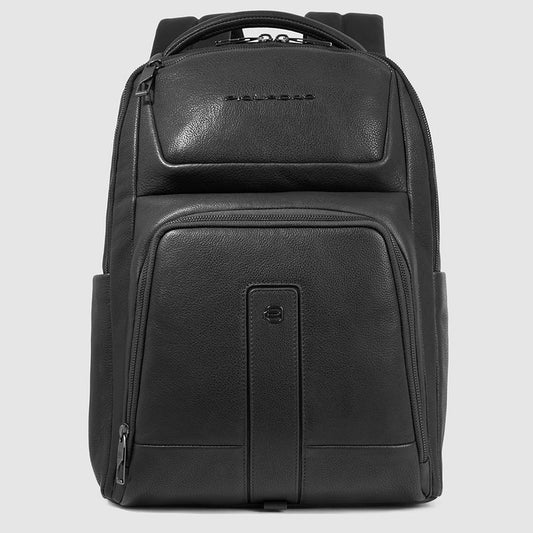 Zaini Piquadro Zaino Medio Porta Pc Ipad In Pelle Martellata Nera