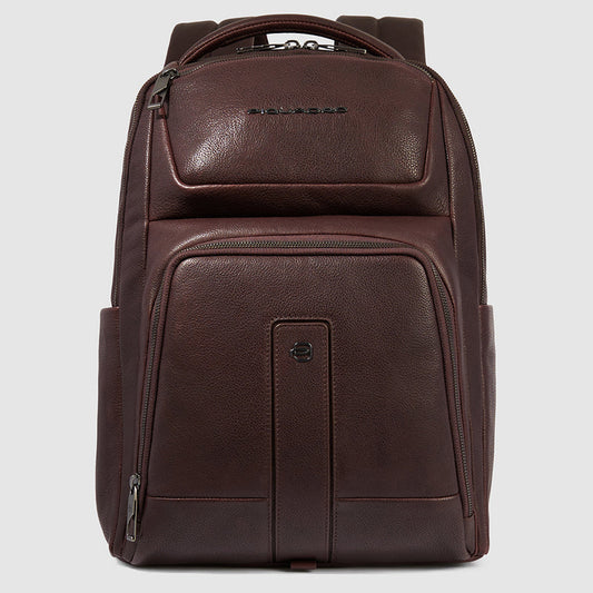 Zaini Piquadro Zaino Medio Porta Pc Ipad in Pelle Color Testa Di Moro