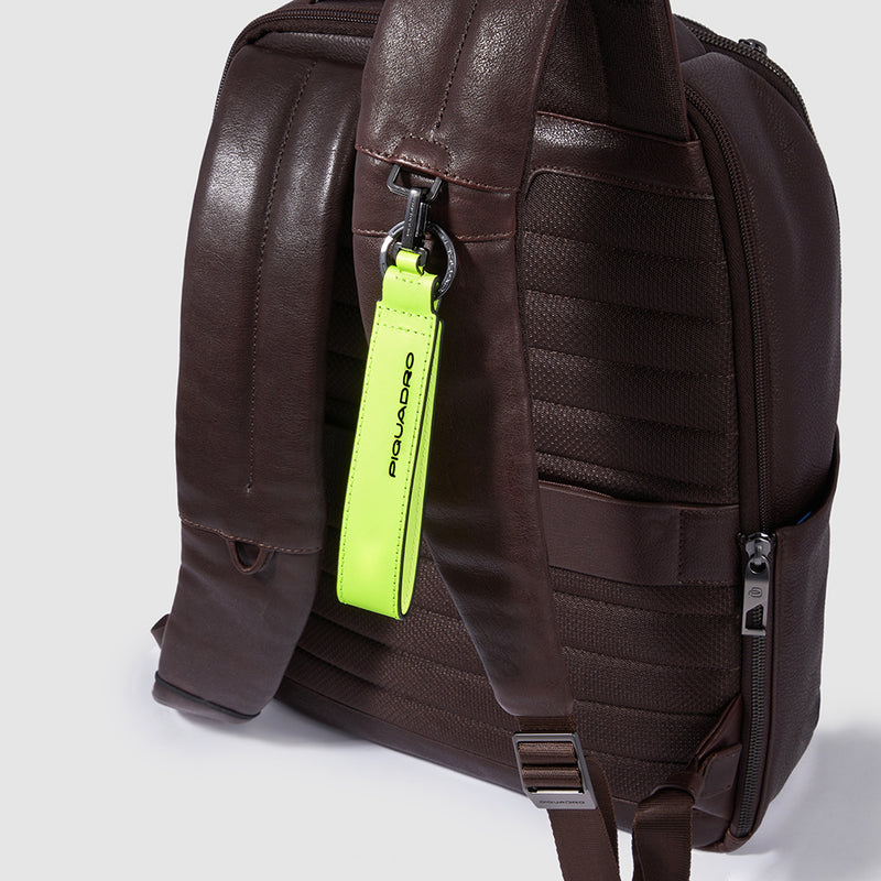 Zaini Piquadro Zaino Medio Porta Pc Ipad in Pelle Color Testa Di Moro