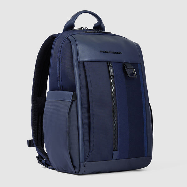 Zaini Piquadro Zaino Porta Pc Ipad In Tessuto Ed Inserti Pelle Blu