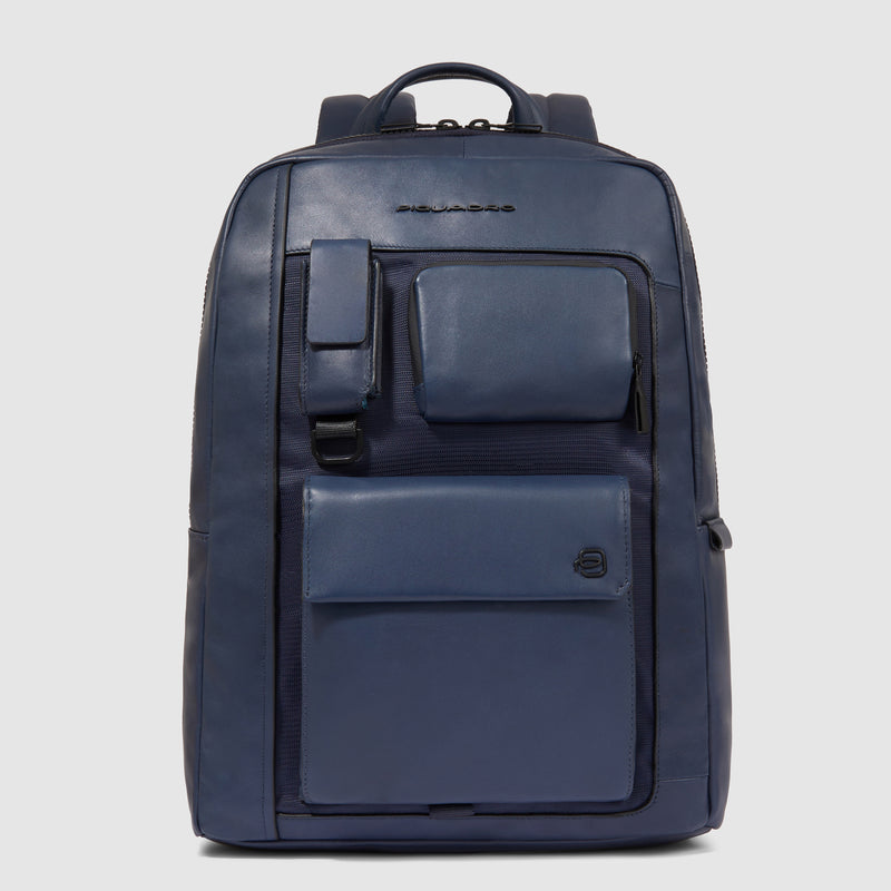 Zaini Piquadro Zaino Uomo Piccolo Porta Pc Ipad Pelle Liscia Blu