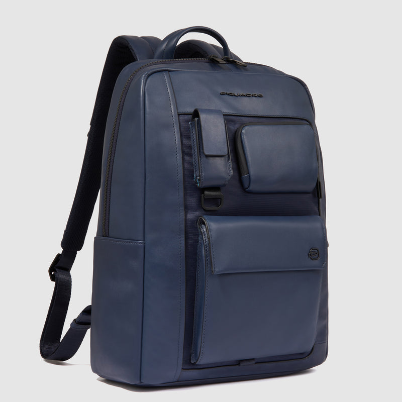 Zaini Piquadro Zaino Uomo Piccolo Porta Pc Ipad Pelle Liscia Blu