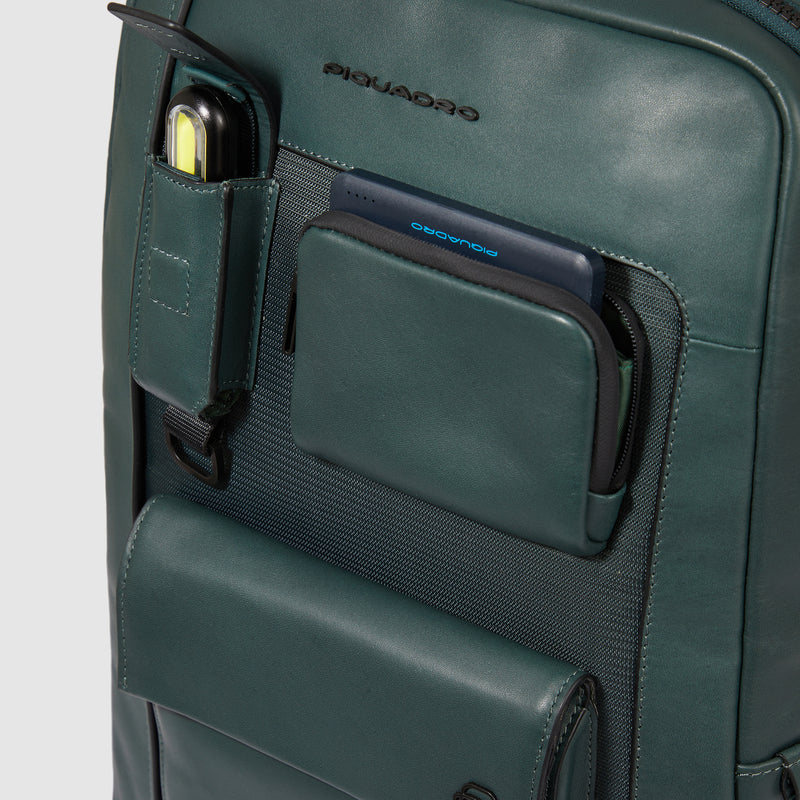 Zaini Piquadro Zaino Uomo Piccolo Porta Pc Ipad Pelle Liscia Blu