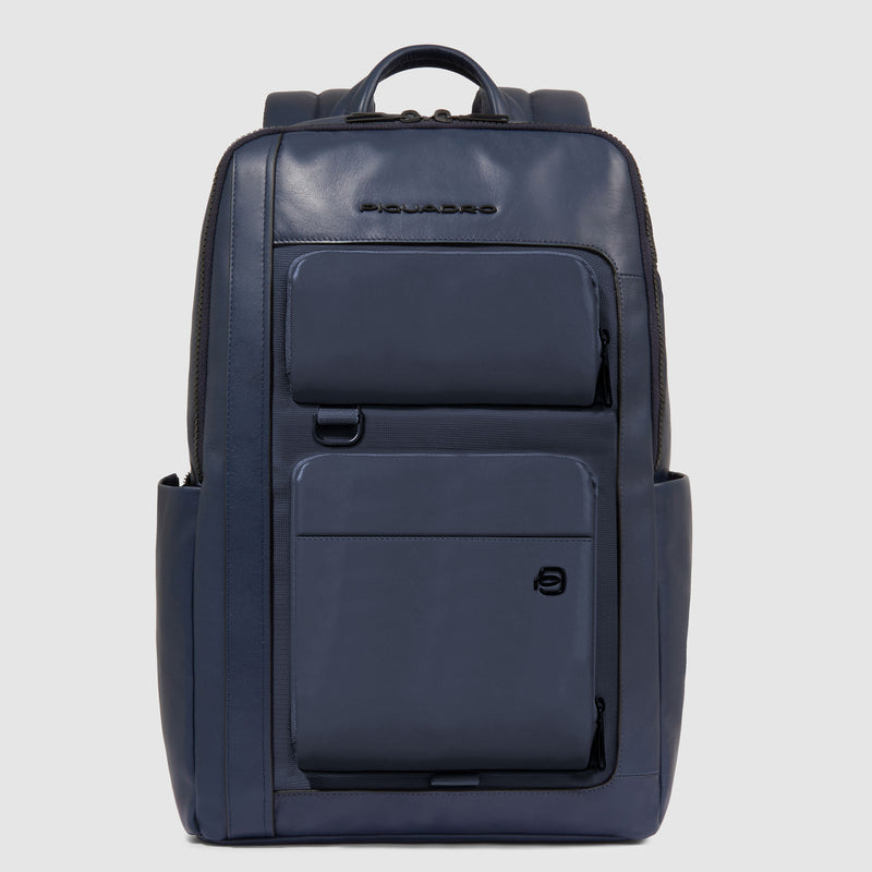Zaini Piquadro Zaino Uomo Medio Porta Pc Ipad Pelle Blu