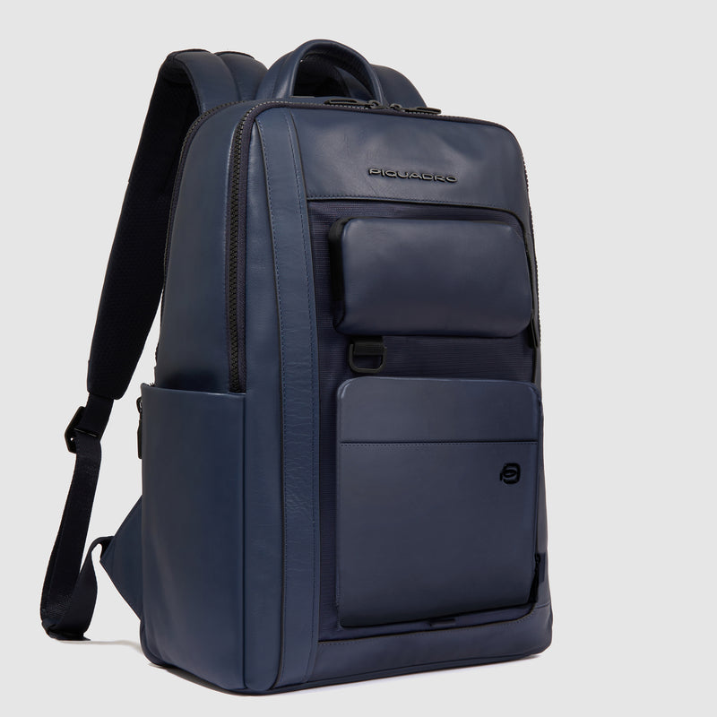 Zaini Piquadro Zaino Uomo Medio Porta Pc Ipad Pelle Blu