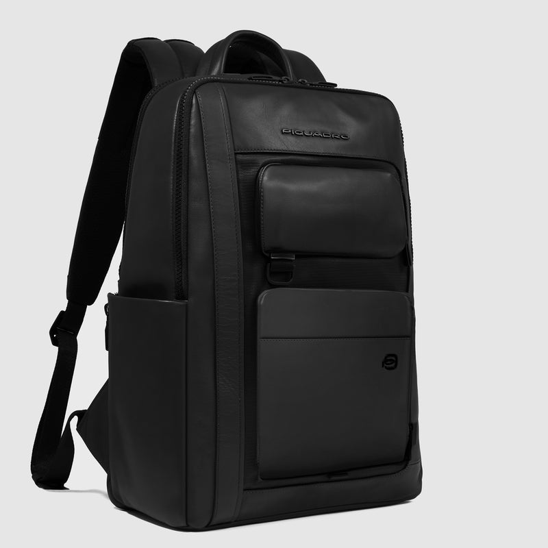 Zaini Piquadro Zaino Uomo Medio Porta Pc Ipad Pelle Nera