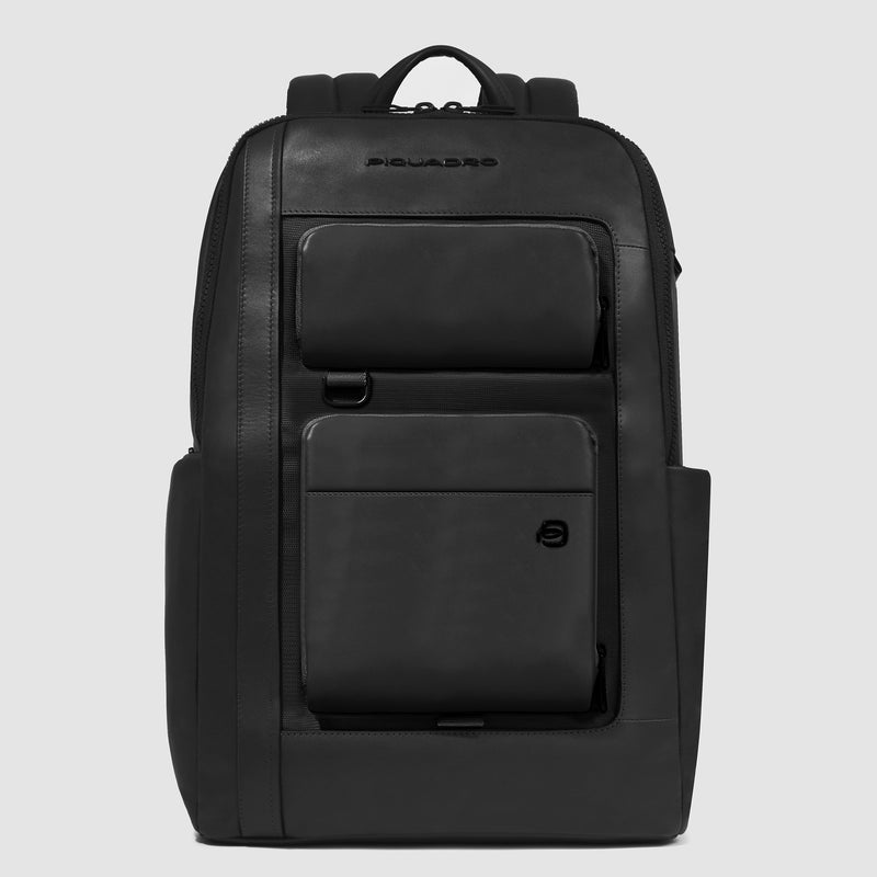 Zaini Piquadro Zaino Uomo Grande Porta Pc Ipad Pelle Liscia Nera
