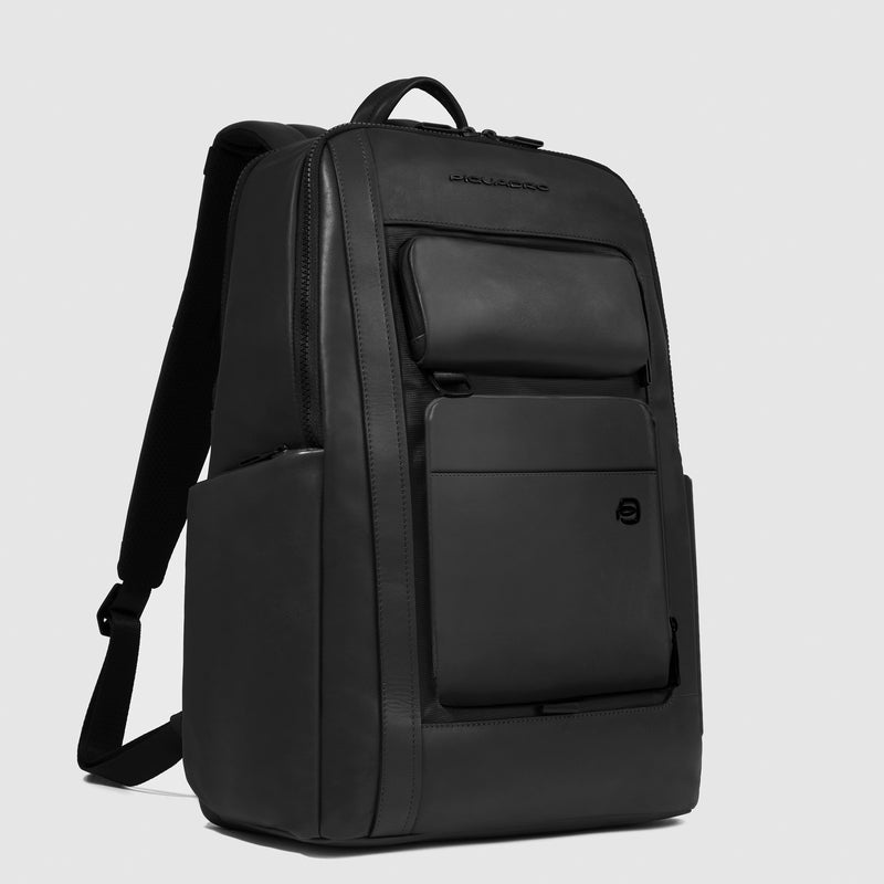 Zaini Piquadro Zaino Uomo Grande Porta Pc Ipad Pelle Liscia Nera