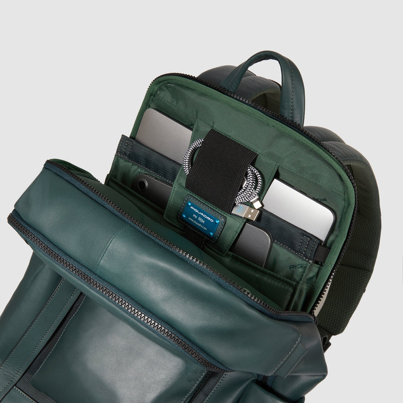 Zaini Piquadro Zaino Uomo Grande Porta Pc Ipad Pelle Liscia Nera