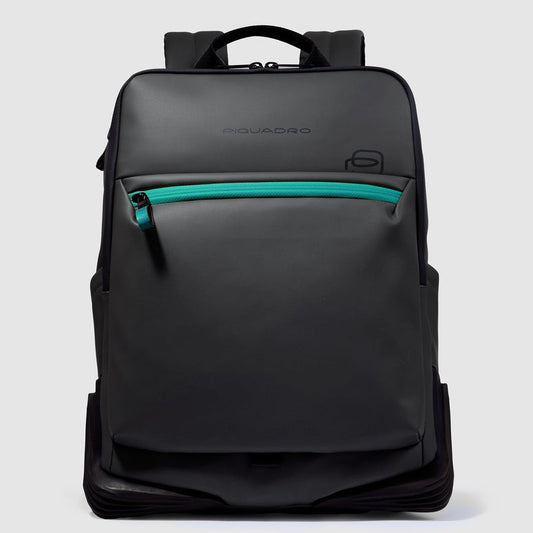 Zaini Piquadro Zaino Uomo Porta Pc Ipad Scomparti Tasca Frontale Tessuto Carbon Neutral Nero