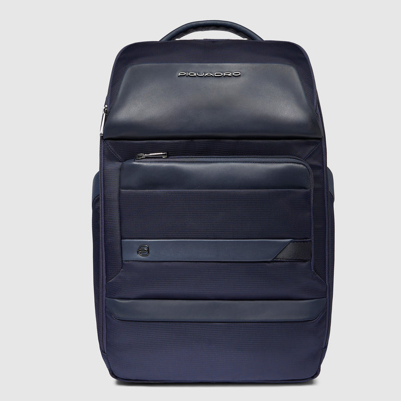 Zaini Piquadro Zaino Uomo Grande Porta Pc Ipad Tessuto Inserti Pelle Blu