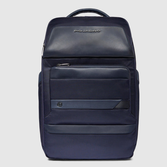 Zaini Piquadro Zaino Uomo Grande Porta Pc Ipad Tessuto Inserti Pelle Blu