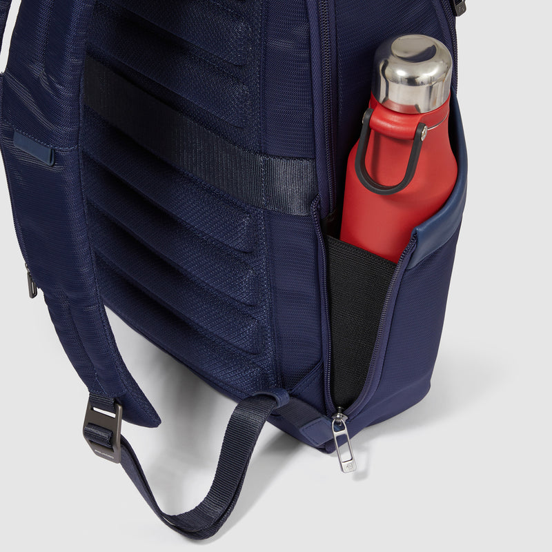 Zaini Piquadro Zaino Uomo Grande Porta Pc Ipad Tessuto Inserti Pelle Blu