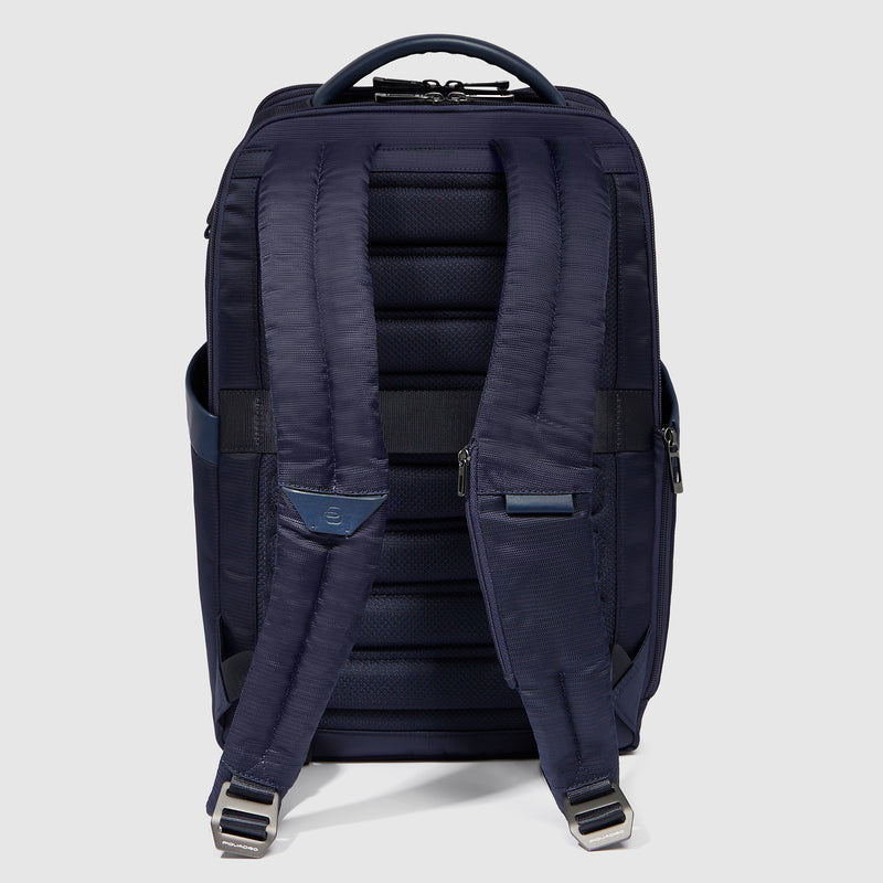 Zaini Piquadro Zaino Uomo Grande Porta Pc Ipad Tessuto Inserti Pelle Blu