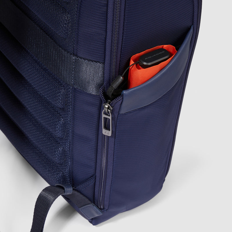 Zaini Piquadro Zaino Uomo Grande Porta Pc Ipad Tessuto Inserti Pelle Blu