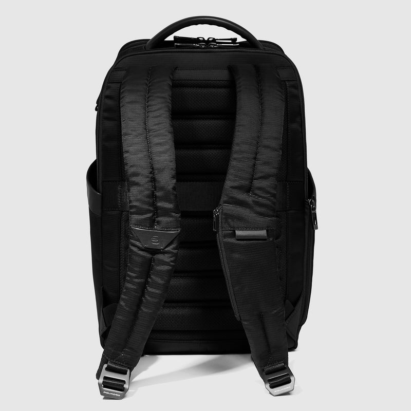 Zaini Piquadro Zaino Uomo Grande Porta Pc Ipad Tessuto Inserti Pelle Nera