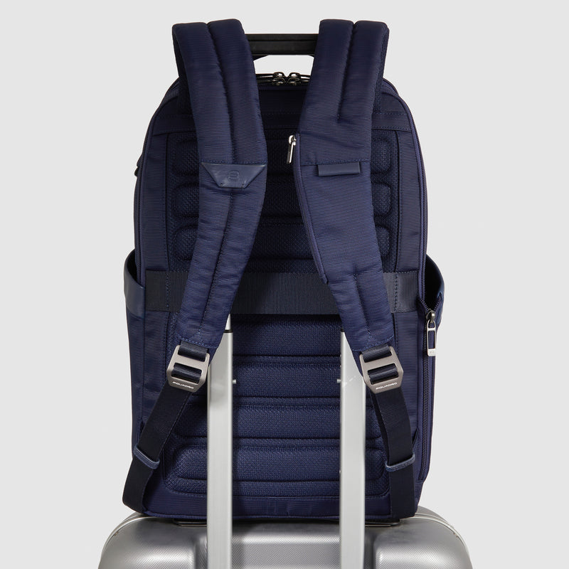 Zaini Piquadro Zaino Uomo Grande Porta Pc Ipad Tessuto Inserti Pelle Nera