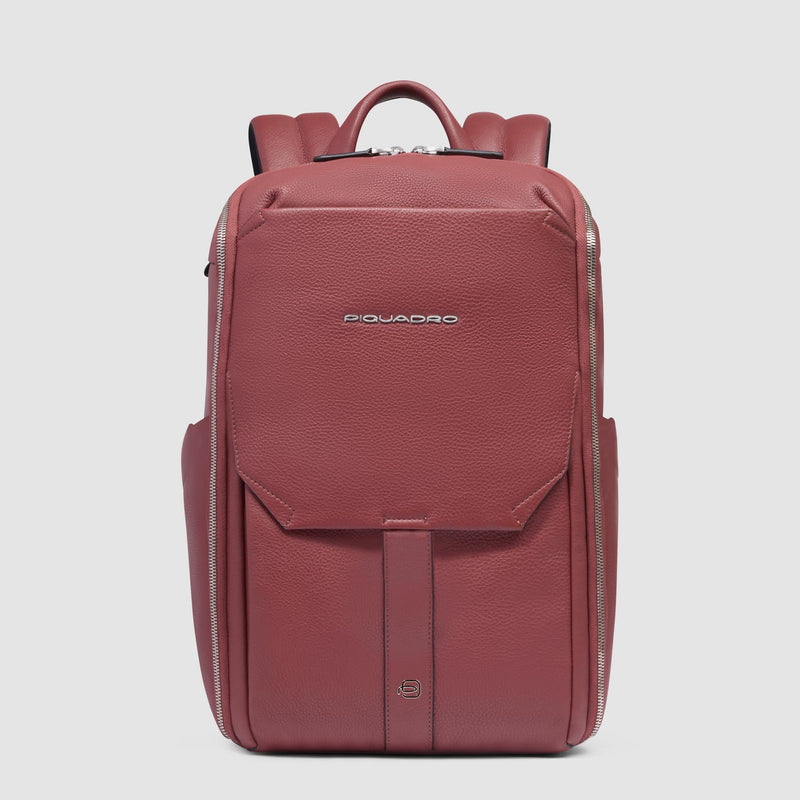 Zaini Piquadro Zaino Porta Pc Ipad Patta Due Tasche Laterali Pelle Arancione