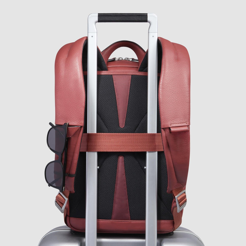 Zaini Piquadro Zaino Porta Pc Ipad Patta Due Tasche Laterali Pelle Arancione