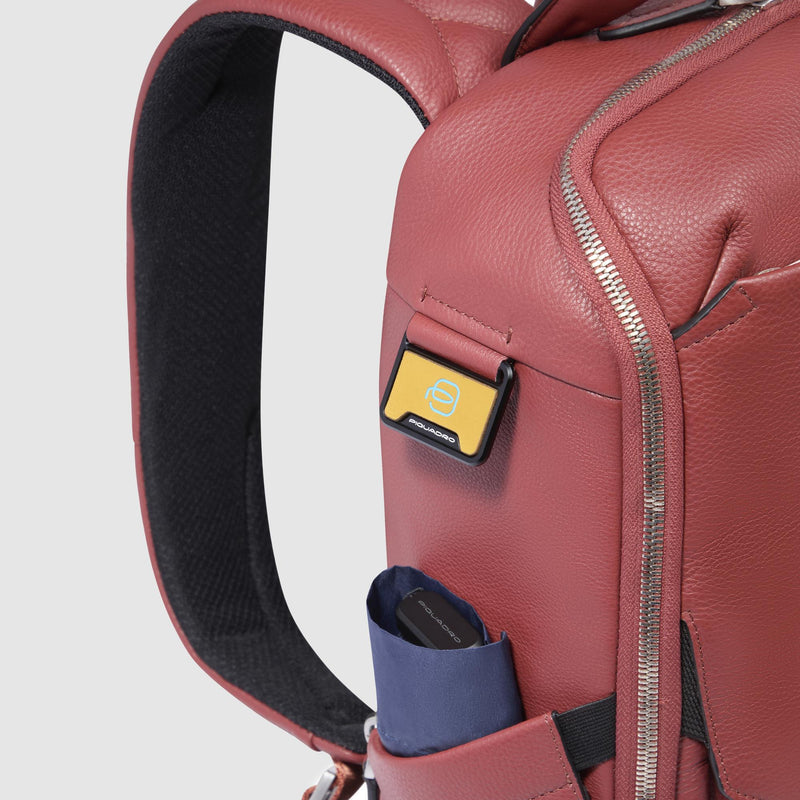 Zaini Piquadro Zaino Porta Pc Ipad Patta Due Tasche Laterali Pelle Arancione