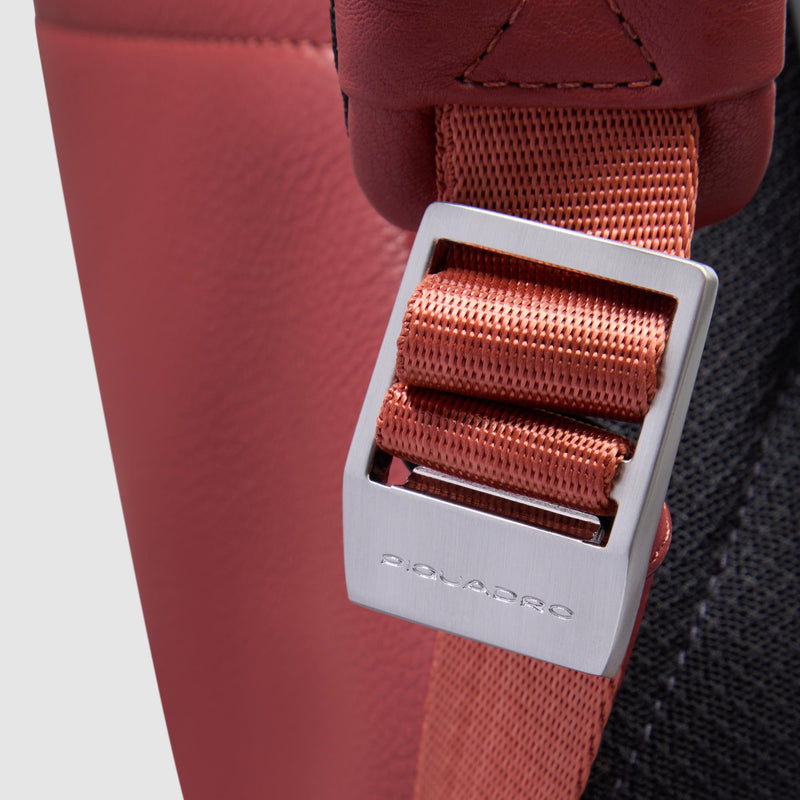 Zaini Piquadro Zaino Porta Pc Ipad Patta Due Tasche Laterali Pelle Arancione