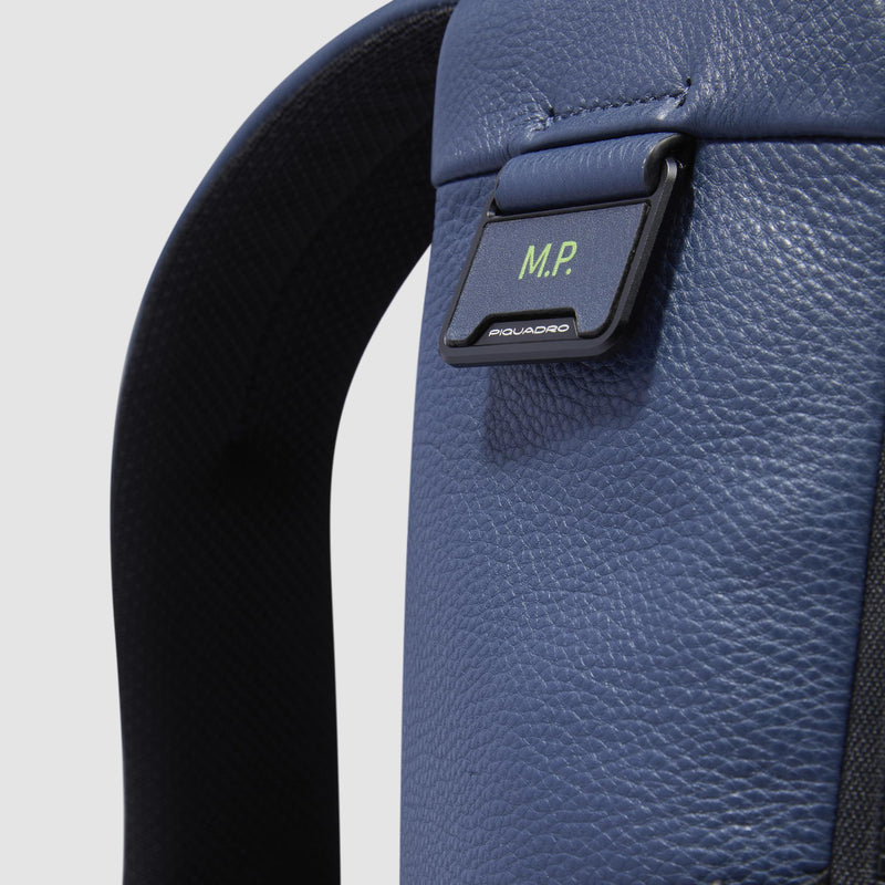 Zaini Piquadro Zaino Porta Pc Ipad Patta Due Tasche Laterali Pelle Blu