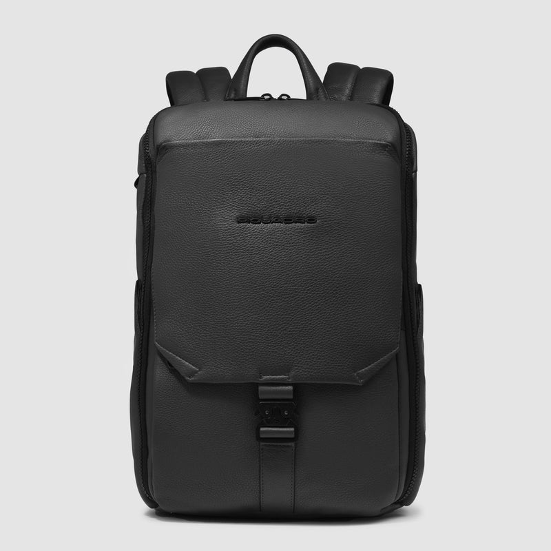 Zaini Piquadro Zaino Porta Pc Ipad Doppio Scomparto Patta Pelle Nera