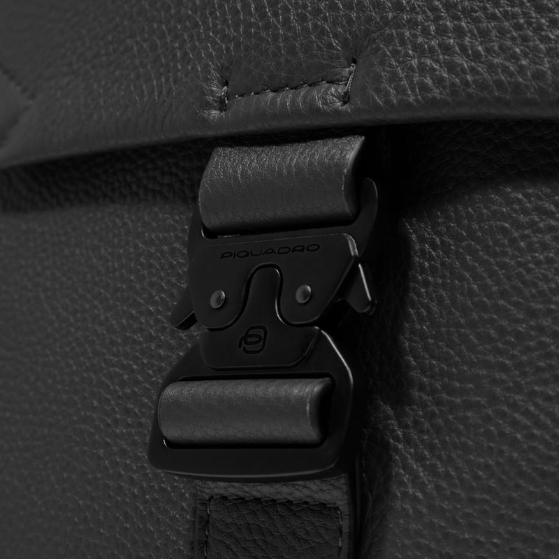 Zaini Piquadro Zaino Porta Pc Ipad Doppio Scomparto Patta Pelle Nera