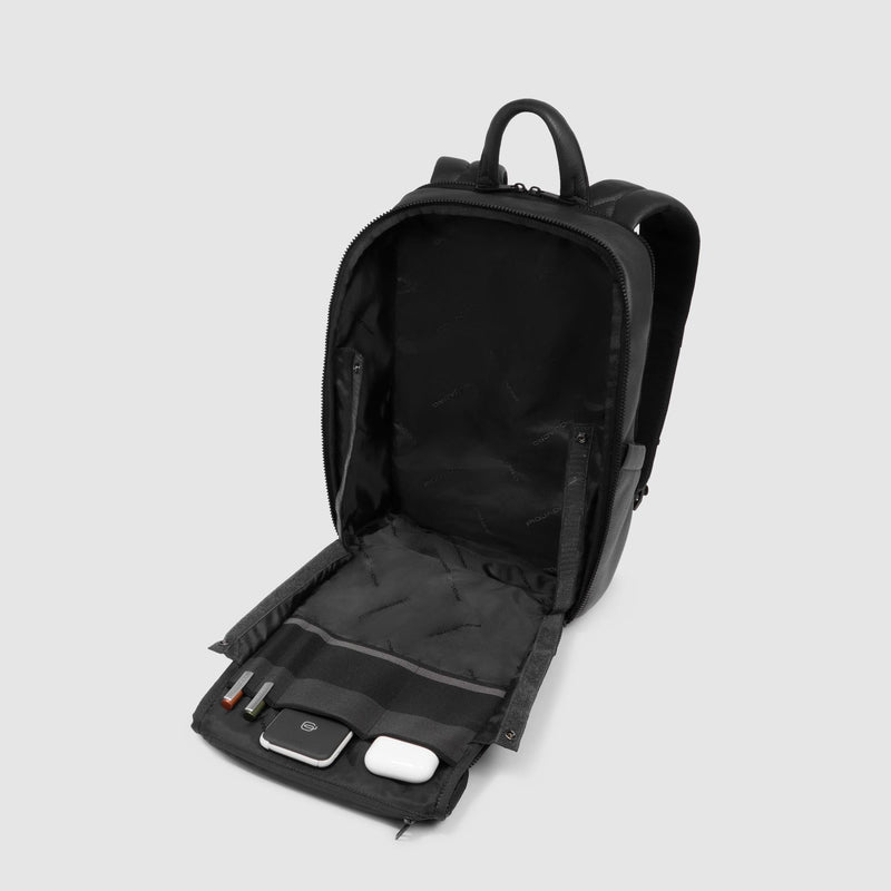 Zaini Piquadro Zaino Porta Pc Ipad Doppio Scomparto Patta Pelle Nera