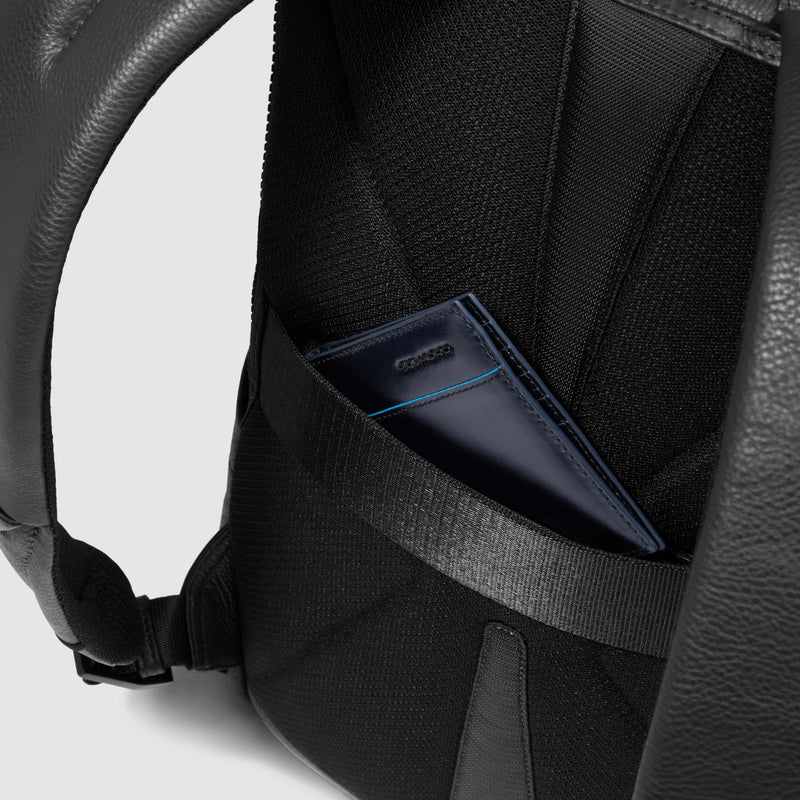 Zaini Piquadro Zaino Porta Pc Ipad Doppio Scomparto Patta Pelle Nera