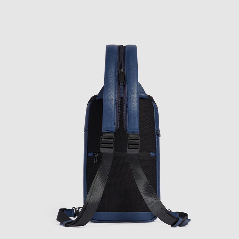 Monospalla Piquadro Zaino Patta Frontale Pelle Blu