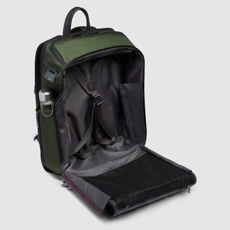 Zaini Piquadro Zaino Porta Pc Ipad Doppio Scomparto Tessuto Verde Inserti Pelle Nera