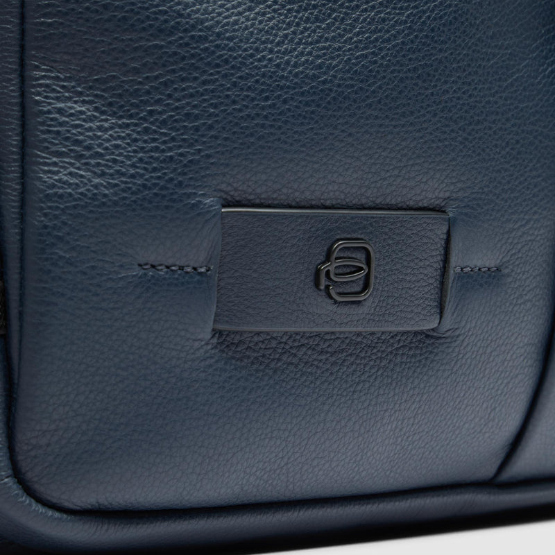 Zaino Piquadro Uomo Porta Pc Ipad Tasche Frontali Laterali Pelle Blu