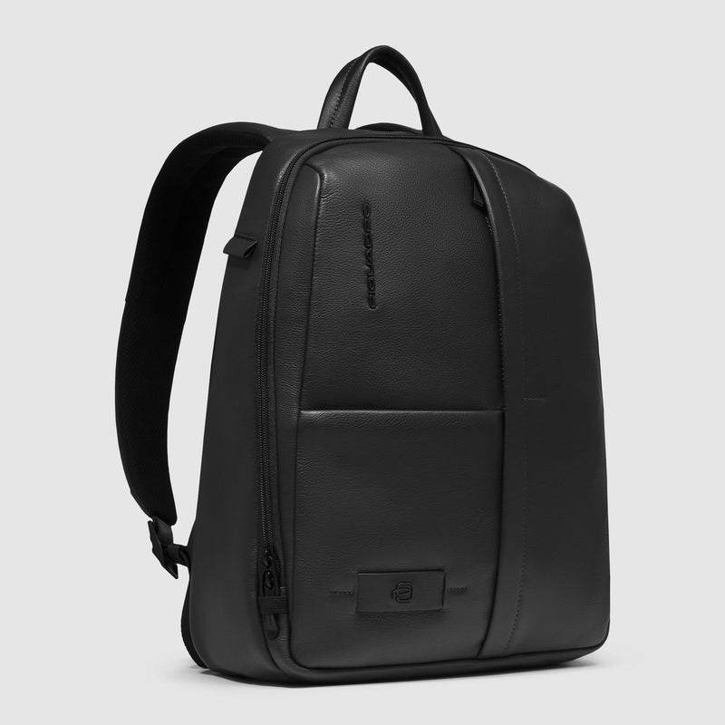 Zaini Piquadro Zaino Uomo Porta Pc Ipad Tasche Frontali Pelle Nera