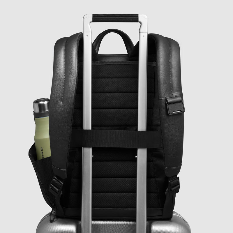 Zaini Piquadro Zaino Uomo Porta Pc Ipad Tasche Frontali Pelle Nera
