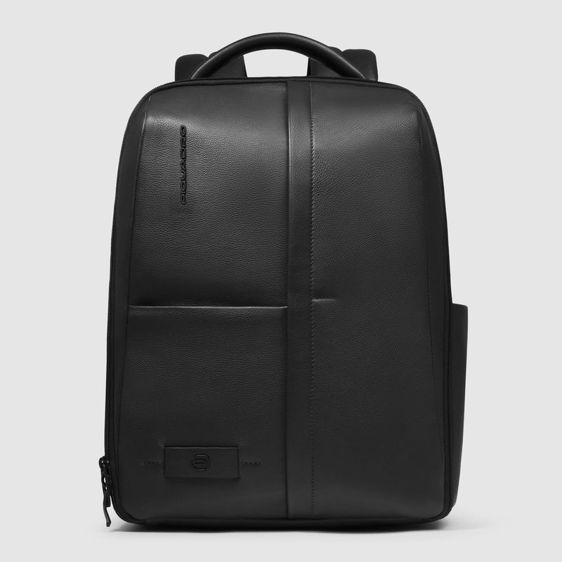 Zaino Piquadro Uomo Porta Pc Ipad Tasche Frontali Laterali Pelle Nera