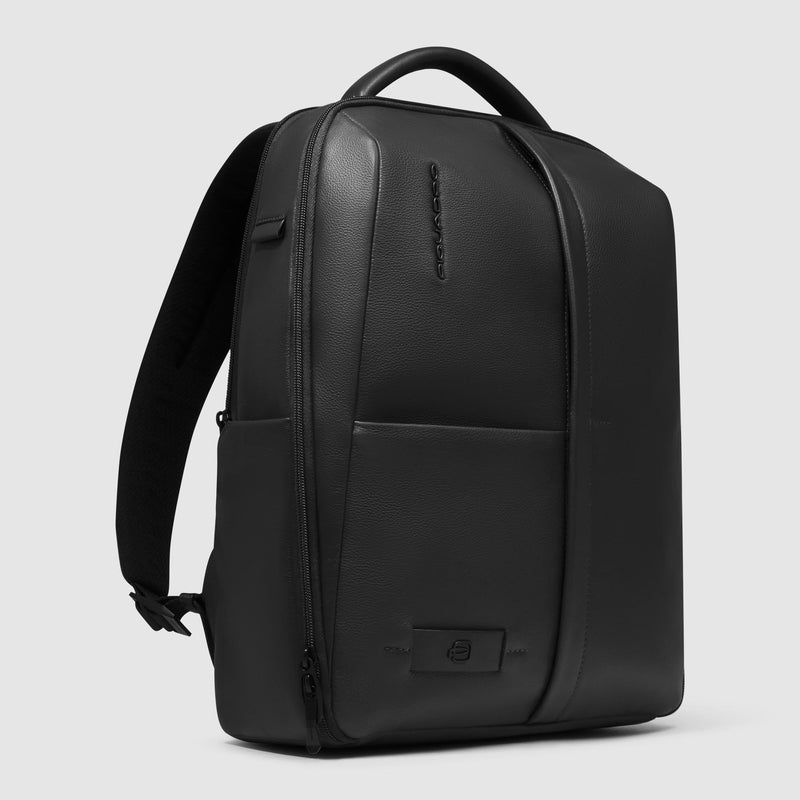 Zaino Piquadro Uomo Porta Pc Ipad Tasche Frontali Laterali Pelle Nera