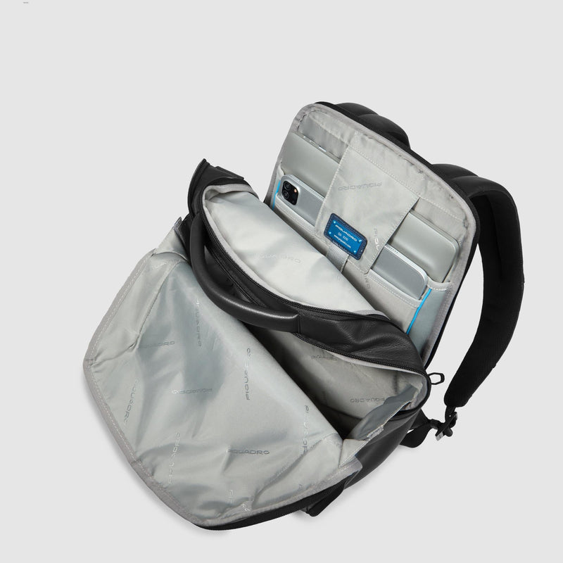 Zaino Piquadro Uomo Porta Pc Ipad Tasche Frontali Laterali Pelle Nera