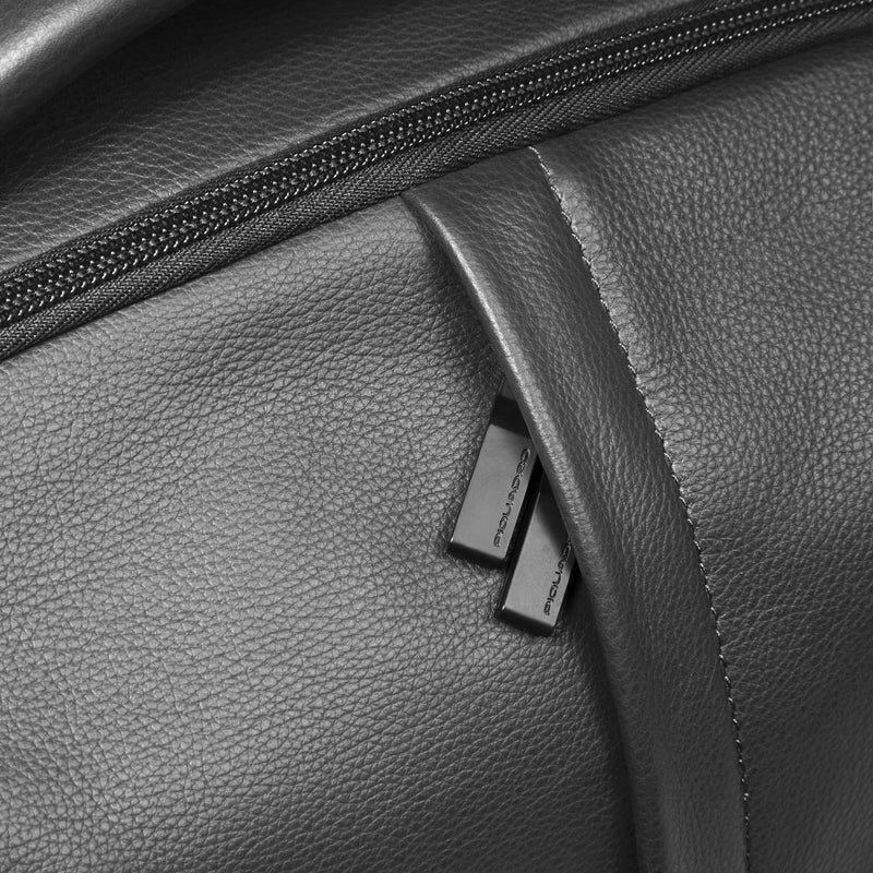 Zaino Piquadro Uomo Porta Pc Ipad Tasche Frontali Laterali Pelle Nera