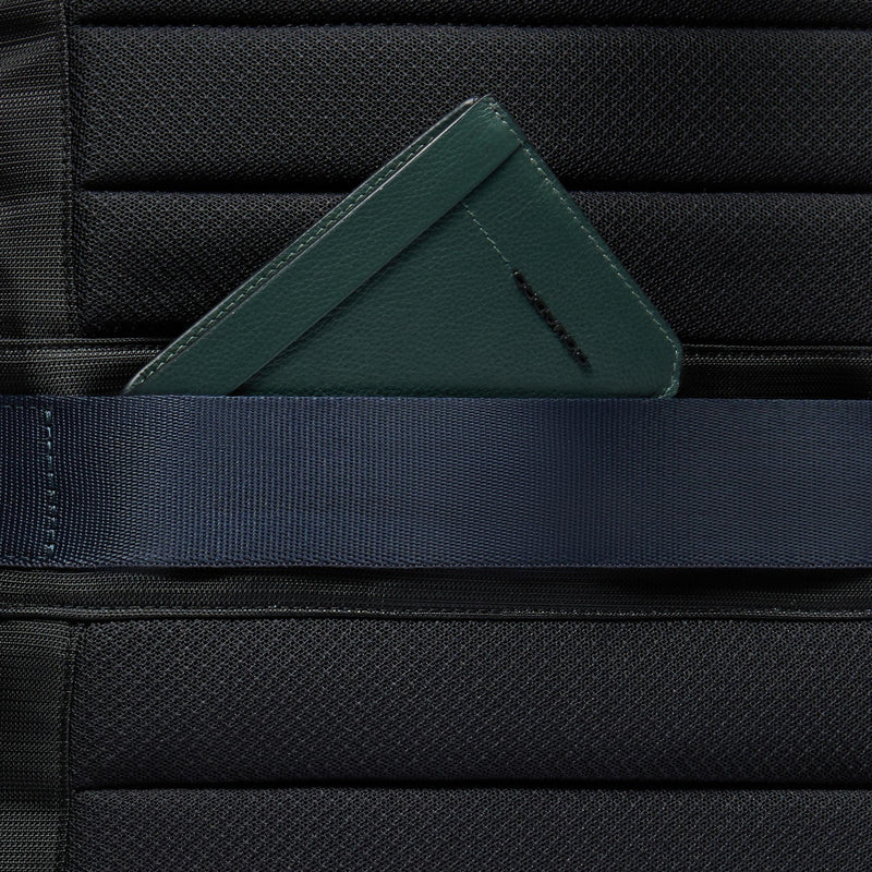 Zaino Piquadro Uomo Porta Pc Ipad Doppio Scomparto Tasche Frontali Laterali Pelle Blu