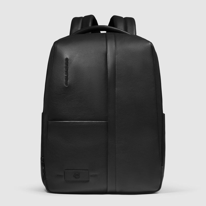 Zaino Piquadro Uomo Porta Pc Ipad Doppio Scomparto Tasche Frontali Laterali Pelle Nera
