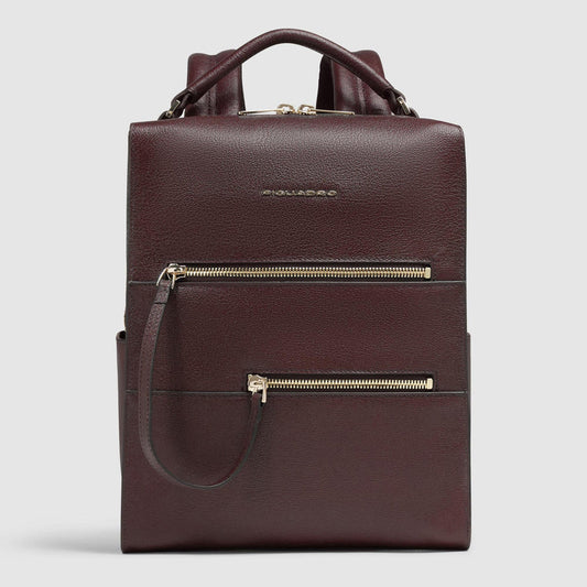 Zaino Piquadro Donna Porta Ipad Doppia Tasca Frontale Pelle Borgogna