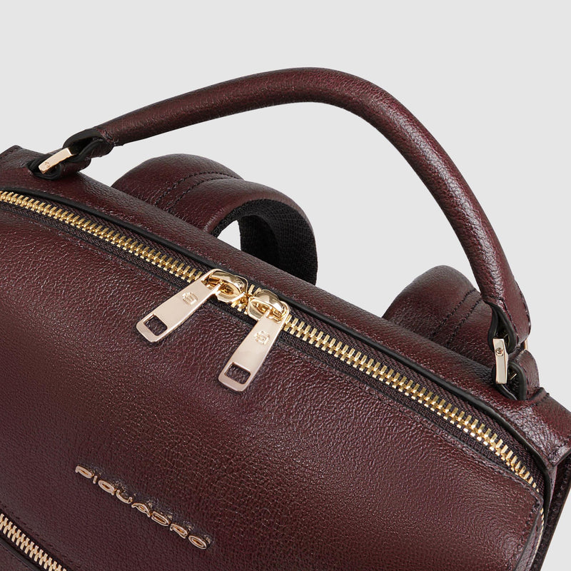 Zaino Piquadro Donna Porta Ipad Doppia Tasca Frontale Pelle Borgogna