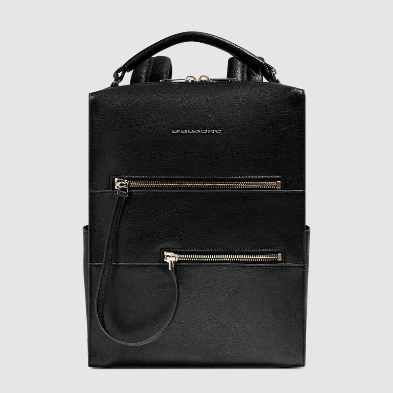 Zaino Piquadro Donna Porta Ipad Due Tasche Frontali Pelle Nera
