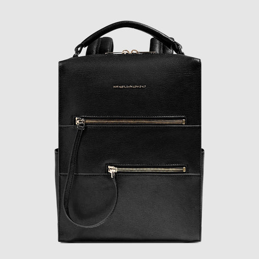 Zaino Piquadro Donna Porta Ipad Due Tasche Frontali Pelle Nera